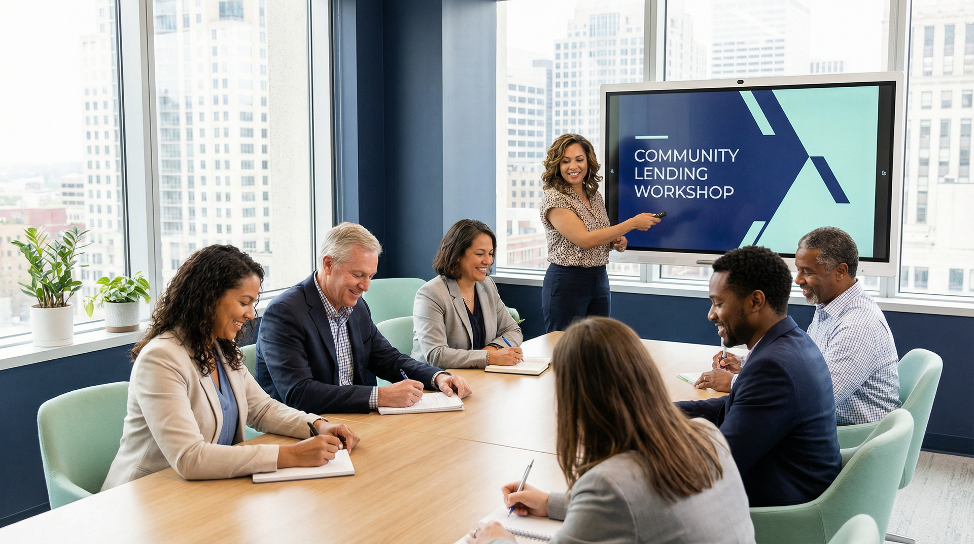 Loan officers collaborating and growing together